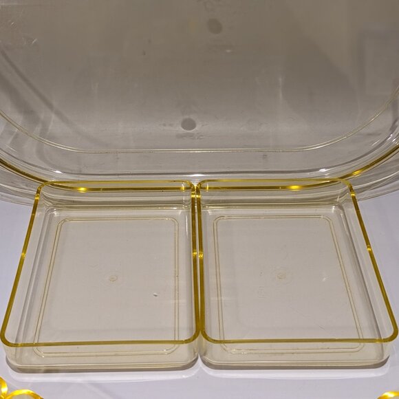 Vintage 70s Yellow André Morin Large Oval Serving Tray Party Buffet Platter - Picture 7 of 8